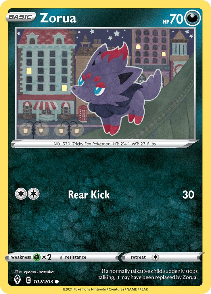 Zorua, carta 102 de Evolving Skies