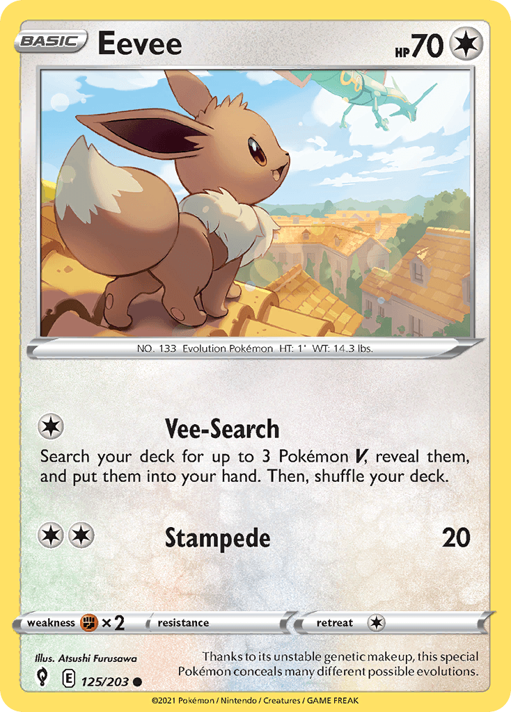 Eevee, carta 125 de Evolving Skies