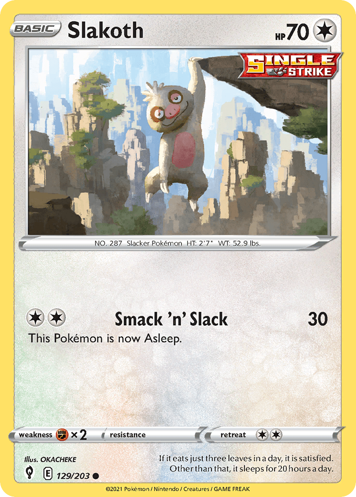 Slakoth, carta 129 de Evolving Skies