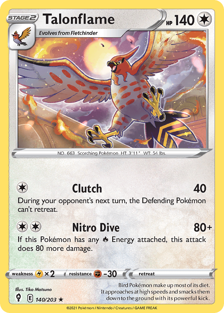 Talonflame, carta 140 de Evolving Skies