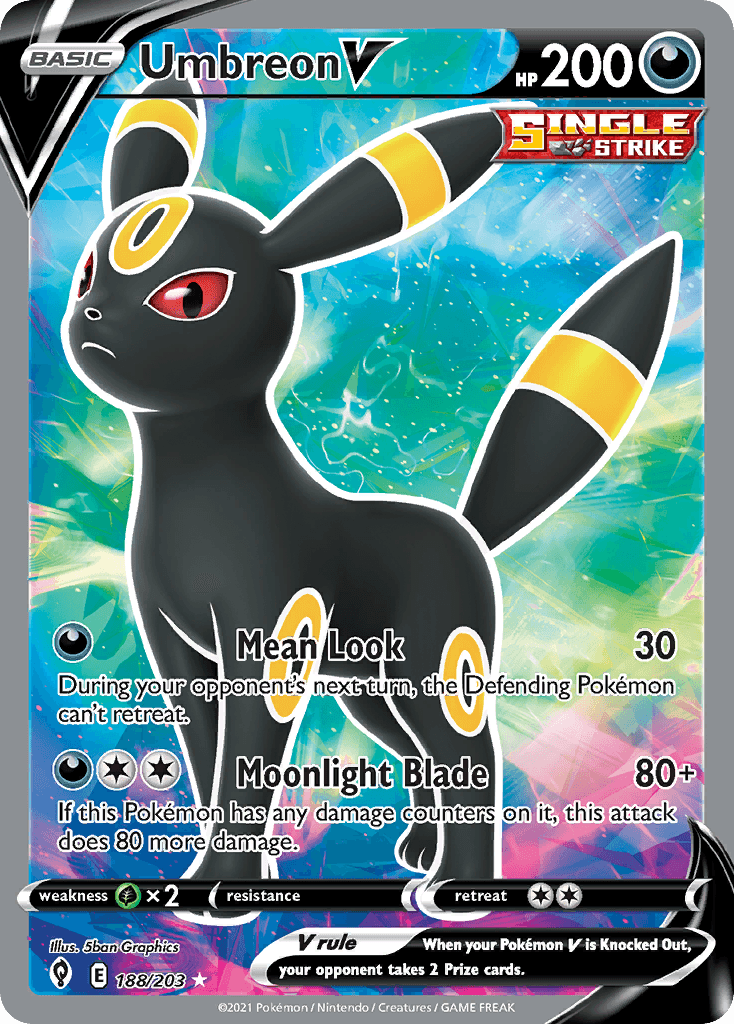 Umbreon V, carta 188 de Evolving Skies