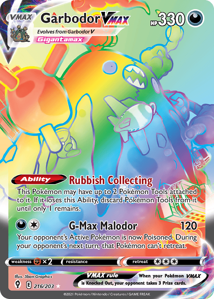 Garbodor VMAX, carta 216 de Evolving Skies