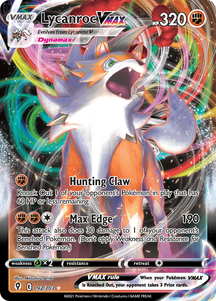 Lycanroc VMAX, carta 92 de Evolving Skies