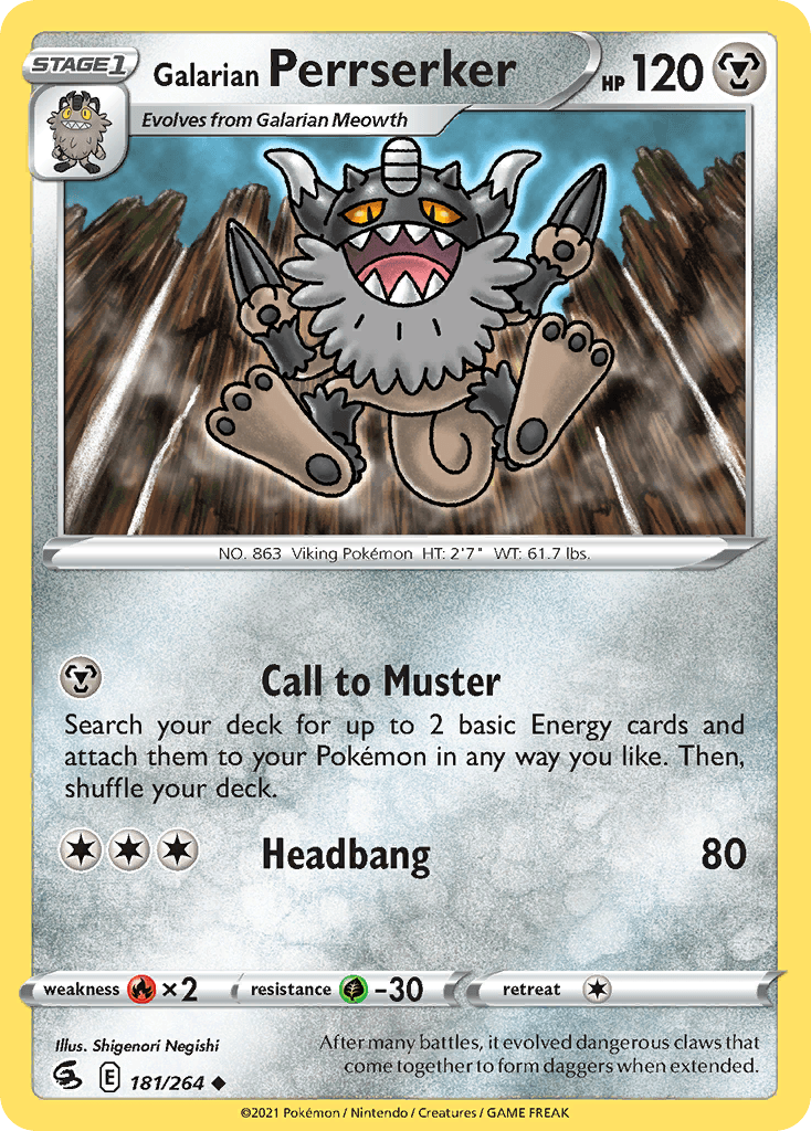 Galarian Perrserker, carta 181 de Fusion Strike
