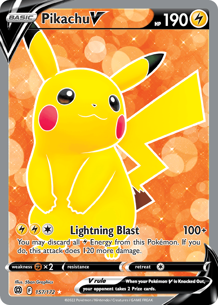 Pikachu V, carta 157 de Brilliant Stars