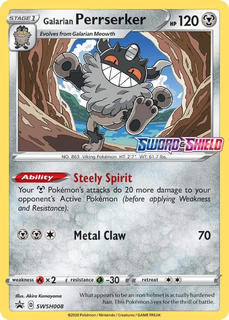 Galarian Perrserker, carta SWSH008 de SWSH Black Star Promos