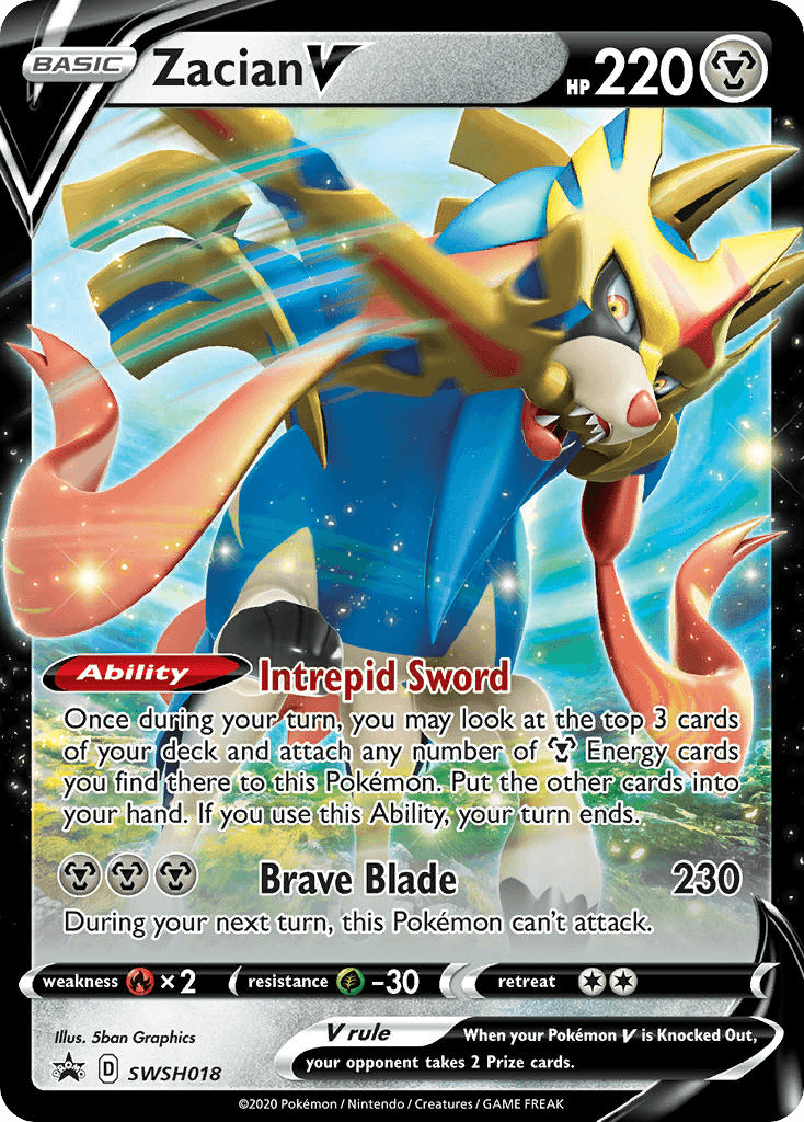 Zacian V, carta SWSH018 de SWSH Black Star Promos