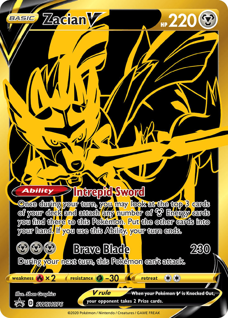 Zacian V, carta SWSH076 de SWSH Black Star Promos
