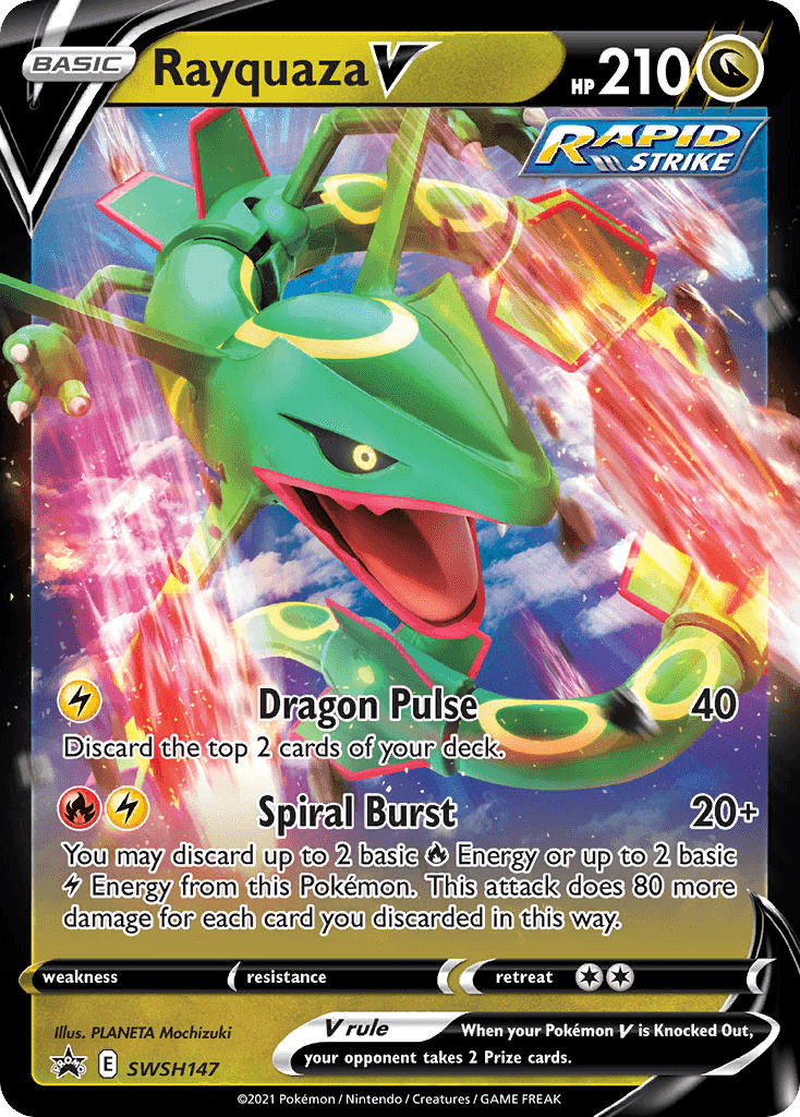 Rayquaza V, carta SWSH147 de SWSH Black Star Promos