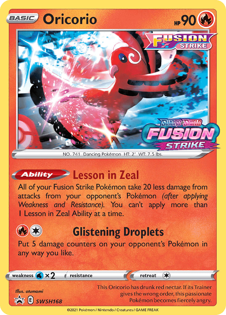 Oricorio, carta SWSH168 de SWSH Black Star Promos