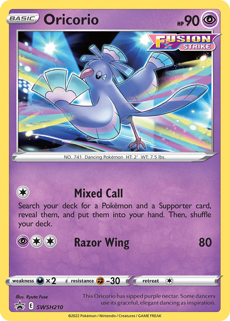 Oricorio, carta SWSH210 de SWSH Black Star Promos