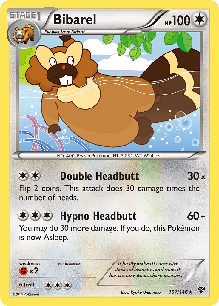 Bibarel, carta 107 de XY