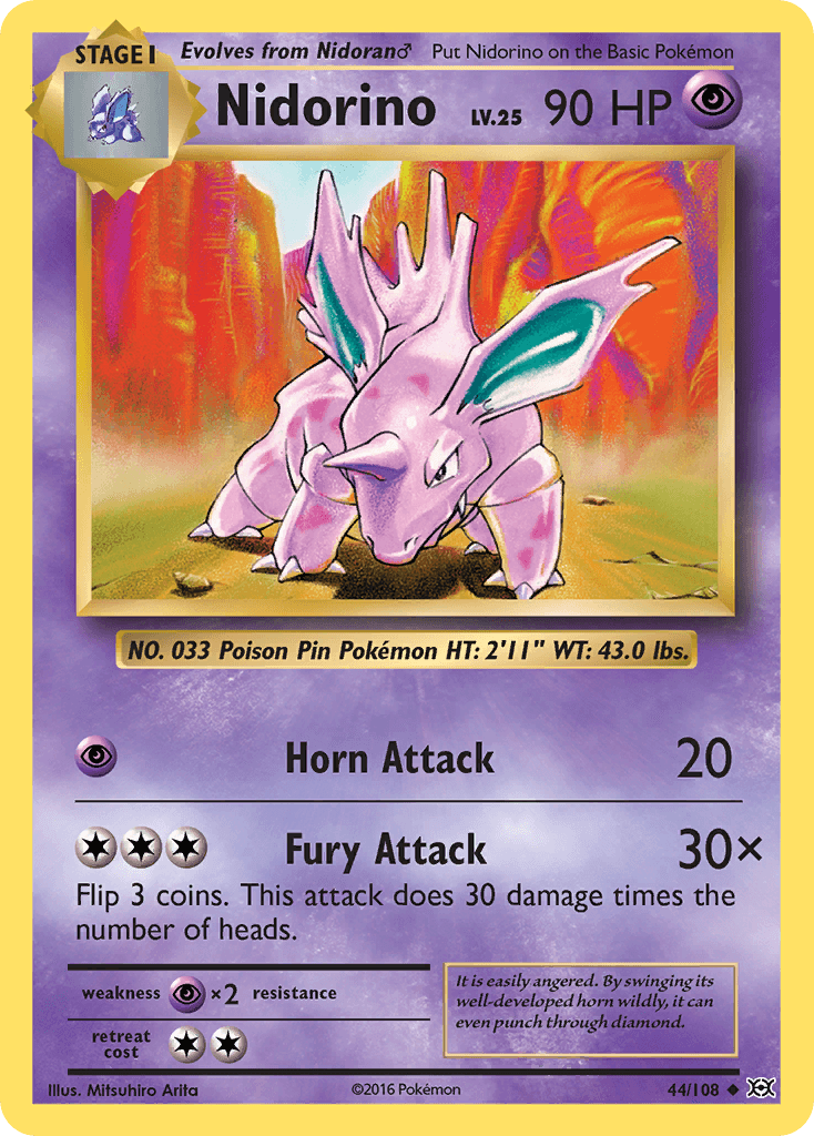 Nidorino, carta 44 de Evolutions