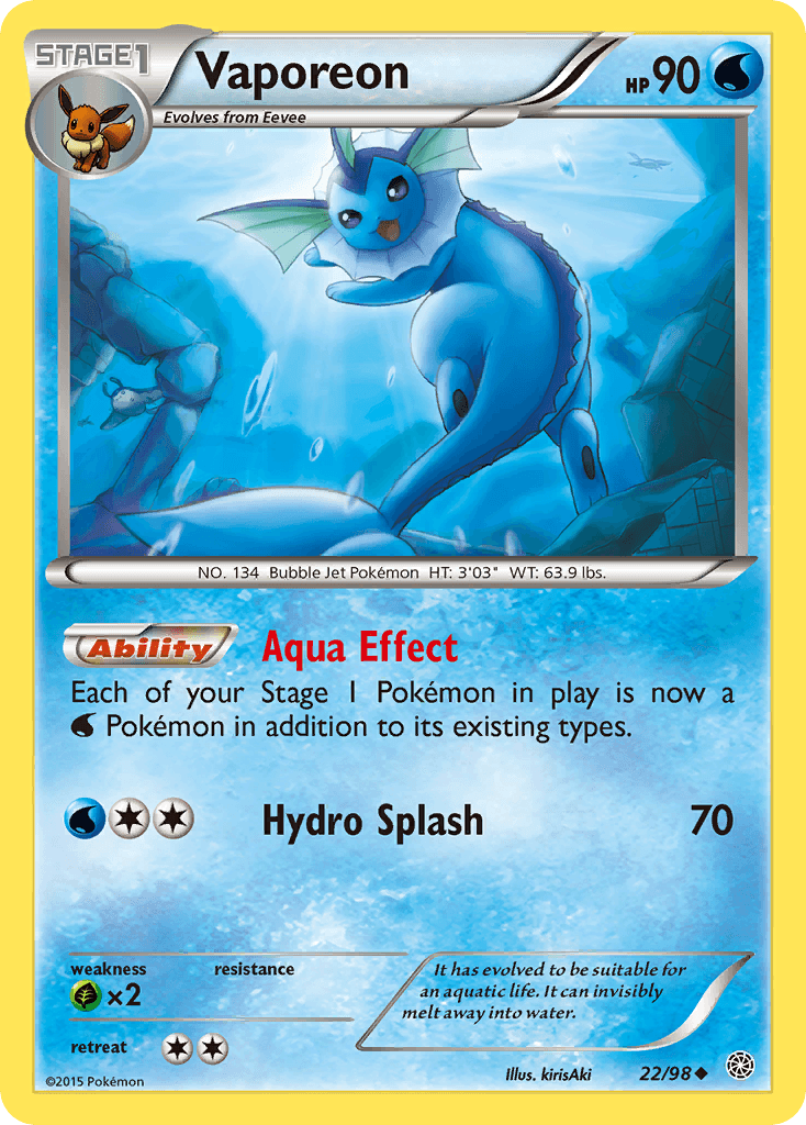 Vaporeon, carta 22 de Ancient Origins