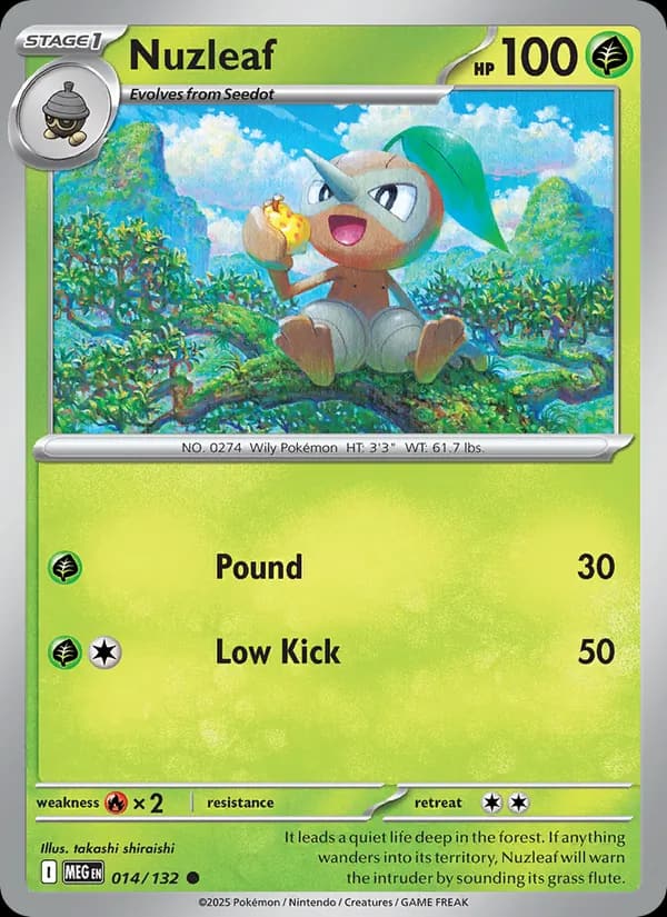 Nuzleaf, carta 014 de Mega Evolution