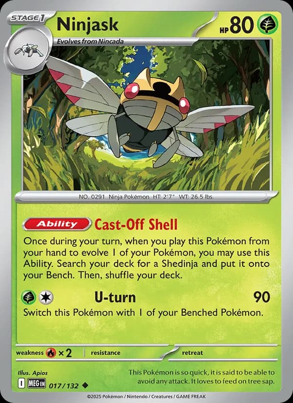 Ninjask, carta 017 de Mega Evolution