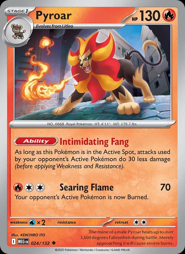 Pyroar, carta 024 de Mega Evolution