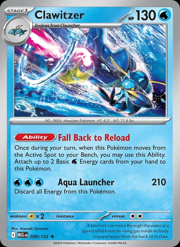 Clawitzer, carta 038 de Mega Evolution