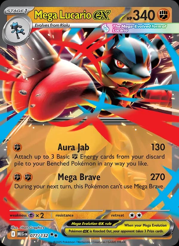 Mega Lucario ex, carta 077 de Mega Evolution