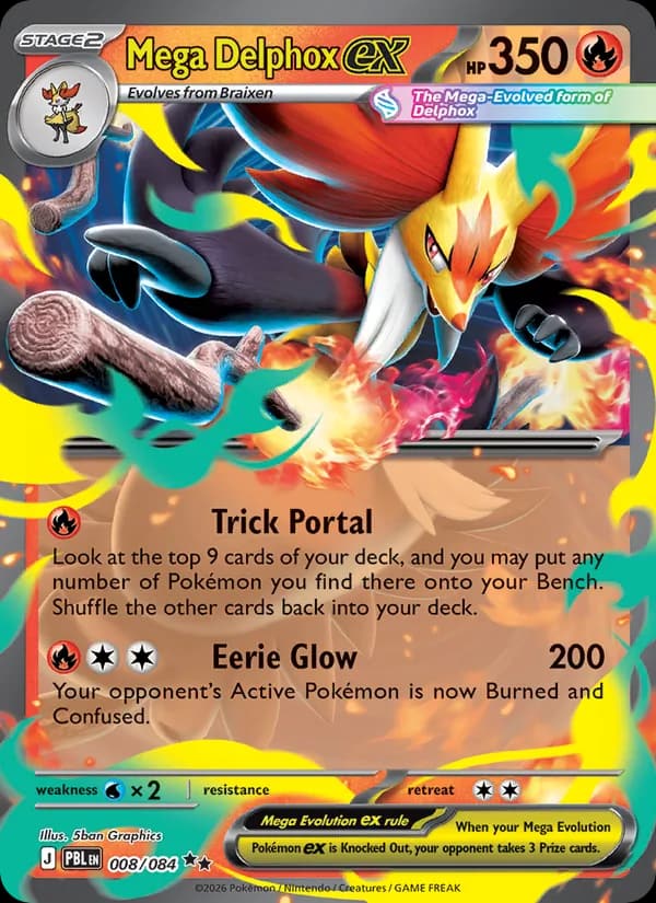 Mega Delphox ex, carta 008 de Pitch Black