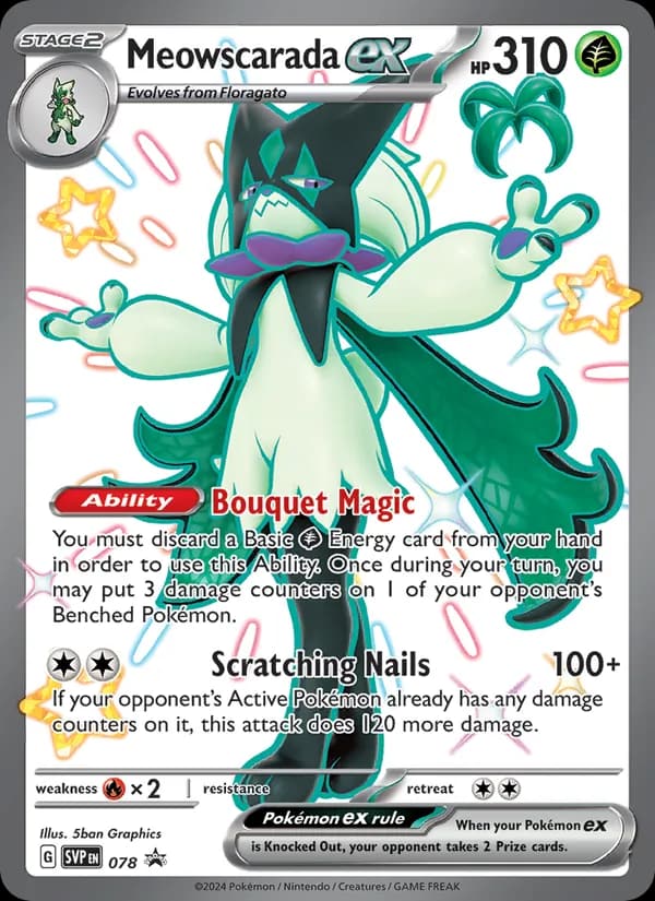 Meowscarada ex, carta 078 de SVP Black Star Promos