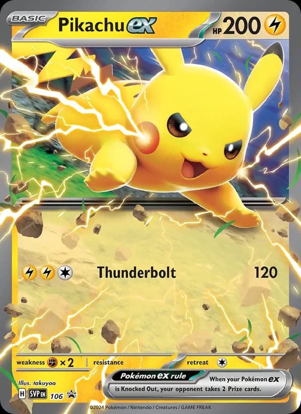 Pikachu ex, carta 106 de SVP Black Star Promos