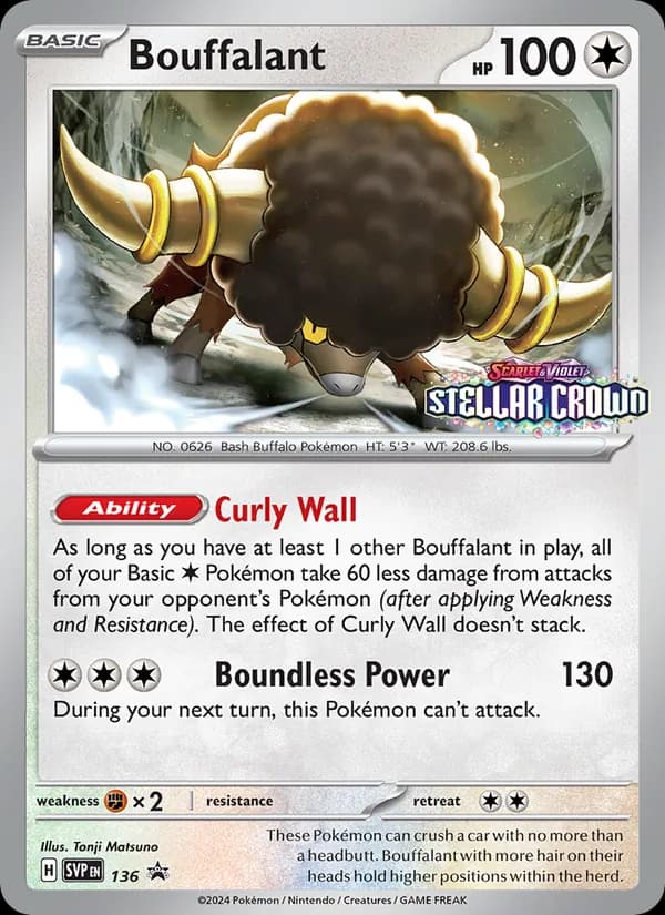 Bouffalant, carta 136 de SVP Black Star Promos