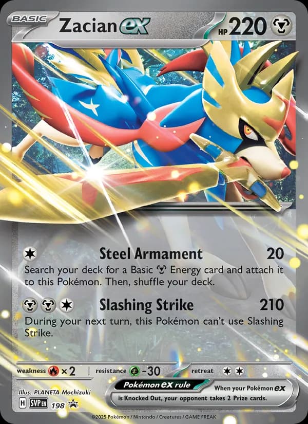 Zacian ex, carta 198 de SVP Black Star Promos