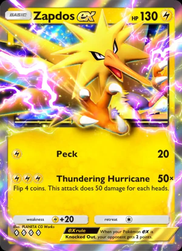 Zapdos ex, carta 104 de Genetic Apex