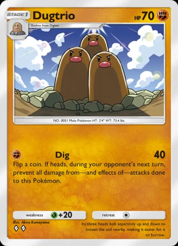 Dugtrio, carta 140 de Genetic Apex