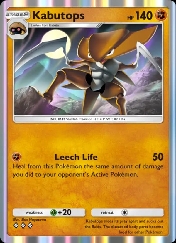 Kabutops, carta 159 de Genetic Apex