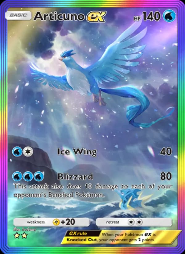 Articuno ex, carta 275 de Genetic Apex