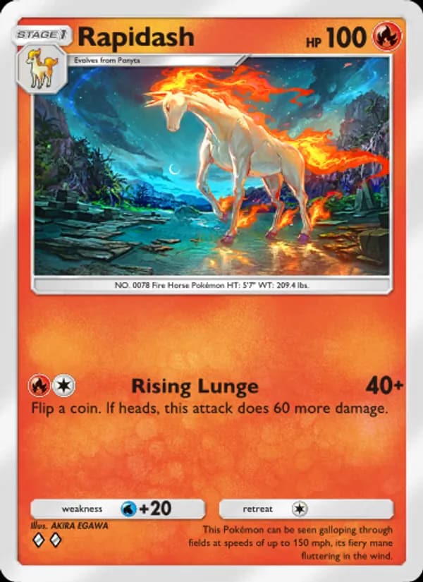 Rapidash, carta 011 de Mythical Island