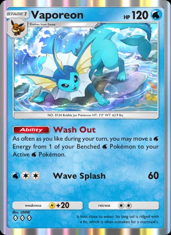 Vaporeon, carta 019 de Mythical Island