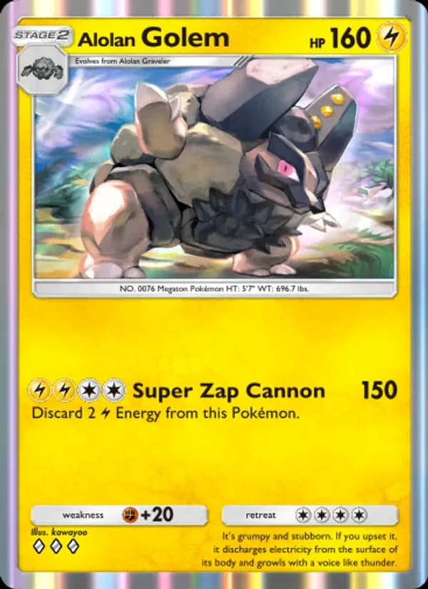 Alolan Golem, carta 061 de Celestial Guardians