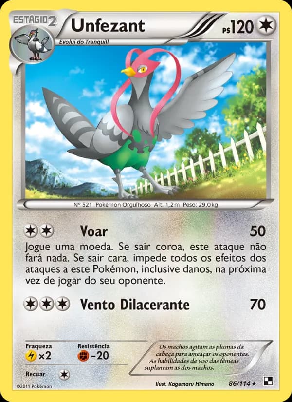 Unfezant, carta 86 de Black & White