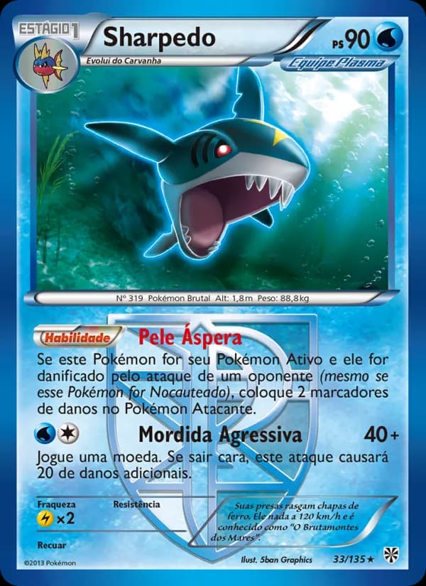 Sharpedo, carta 33 de Tempestade de Plasma