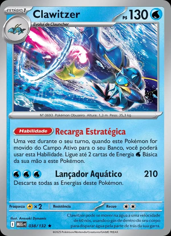 Clawitzer, carta 038 de Megaevolução