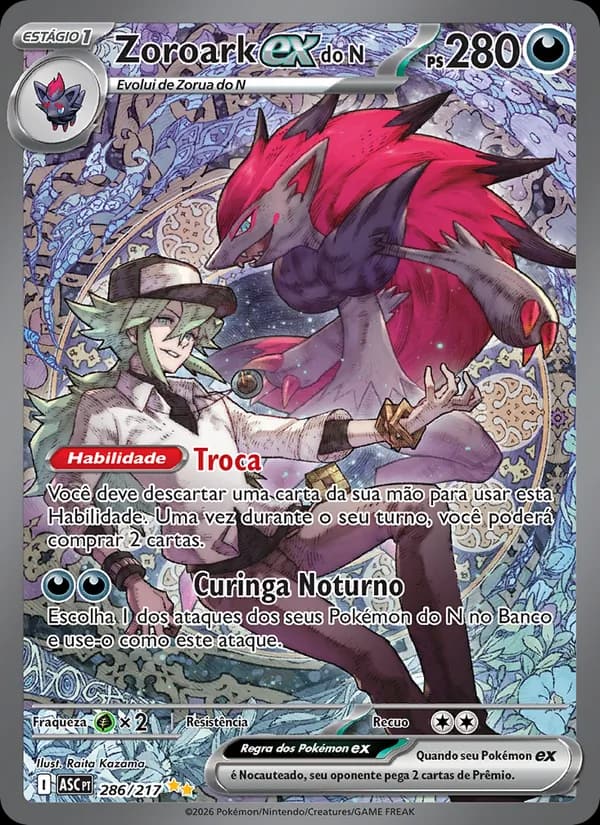 Zoroark ex do N, carta 286 de Heróis Excelsos