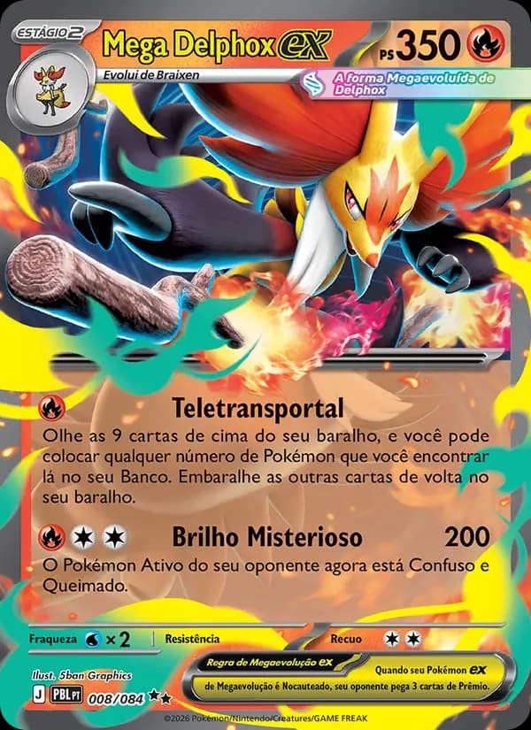 Mega Delphox ex, carta 008 de Escuridão Absoluta