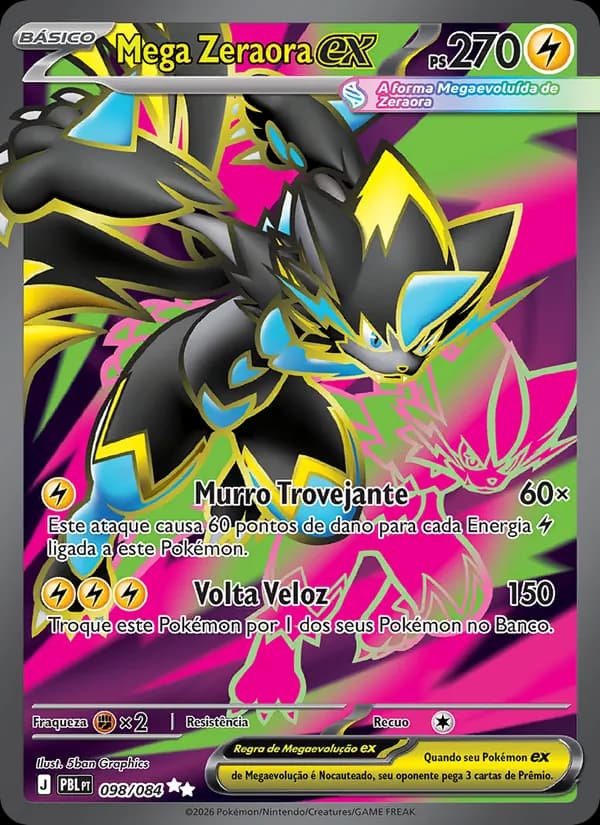 Mega Zeraora ex, carta 098 de Escuridão Absoluta