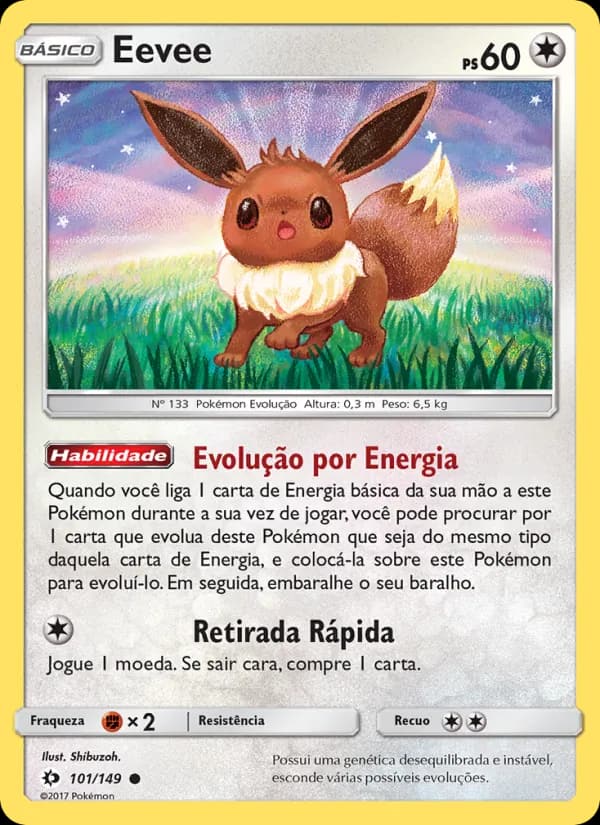Eevee, carta 101 de Sol e Lua