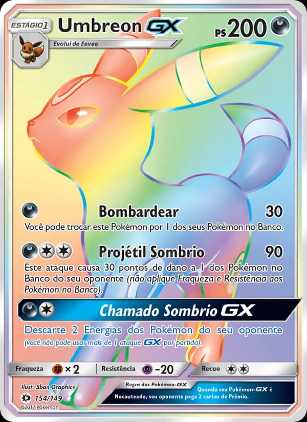 Umbreon GX, carta 154 de Sol e Lua
