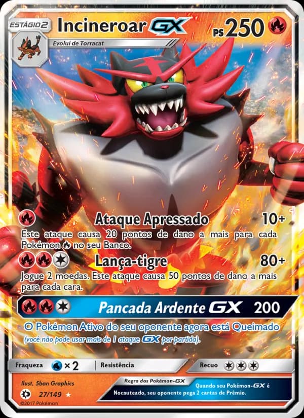 Incineroar GX, carta 27 de Sol e Lua