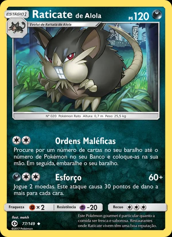 Raticate de Alola, carta 77 de Sol e Lua
