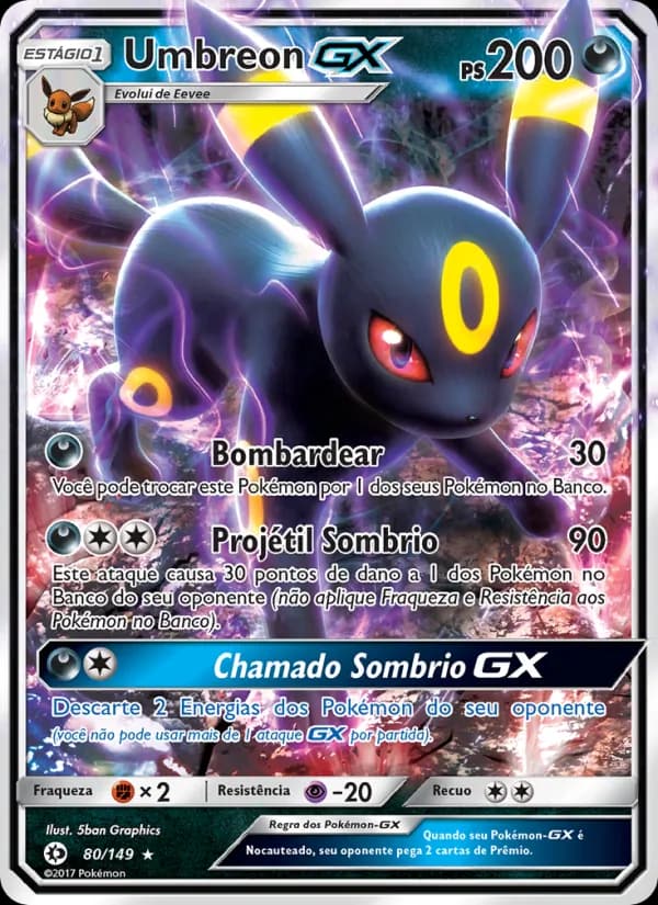 Umbreon GX, carta 80 de Sol e Lua