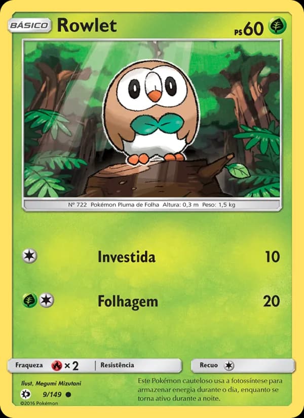 Rowlet, carta 9 de Sol e Lua