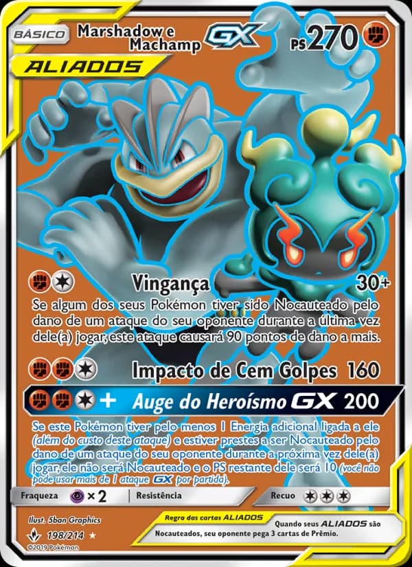 Marshadow e Machamp GX, carta 198 de Elos Inquebráveis