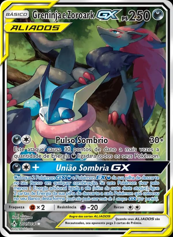 Greninja e Zoroark GX, carta 201 de Elos Inquebráveis