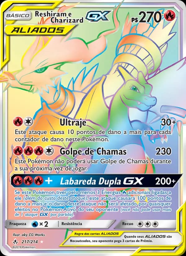 Reshiram e Charizard GX, carta 217 de Elos Inquebráveis
